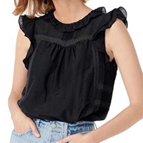 J. Crew Tops - J.Crew Flutter Sleeve Blouse black size S